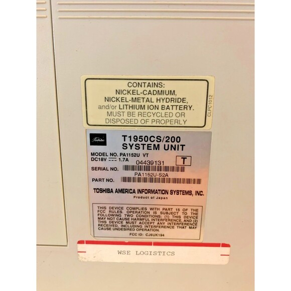 Vintage Toshiba Satellite Laptop - UNTESTED - T1950CS/200 PA1152U VT - FOR PARTS - Picture 10 of 14